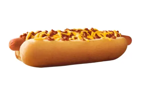 Footlong Quarter Pound Coney: Grilled hot dog, chili, melted cheddar, bakery bun; hearty at 770 calories.